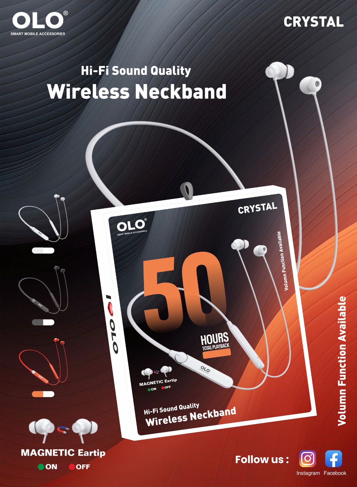CRYSTAL OLO Crystal HI-FI Sound Qualty Wirelees Neckband - Image 1