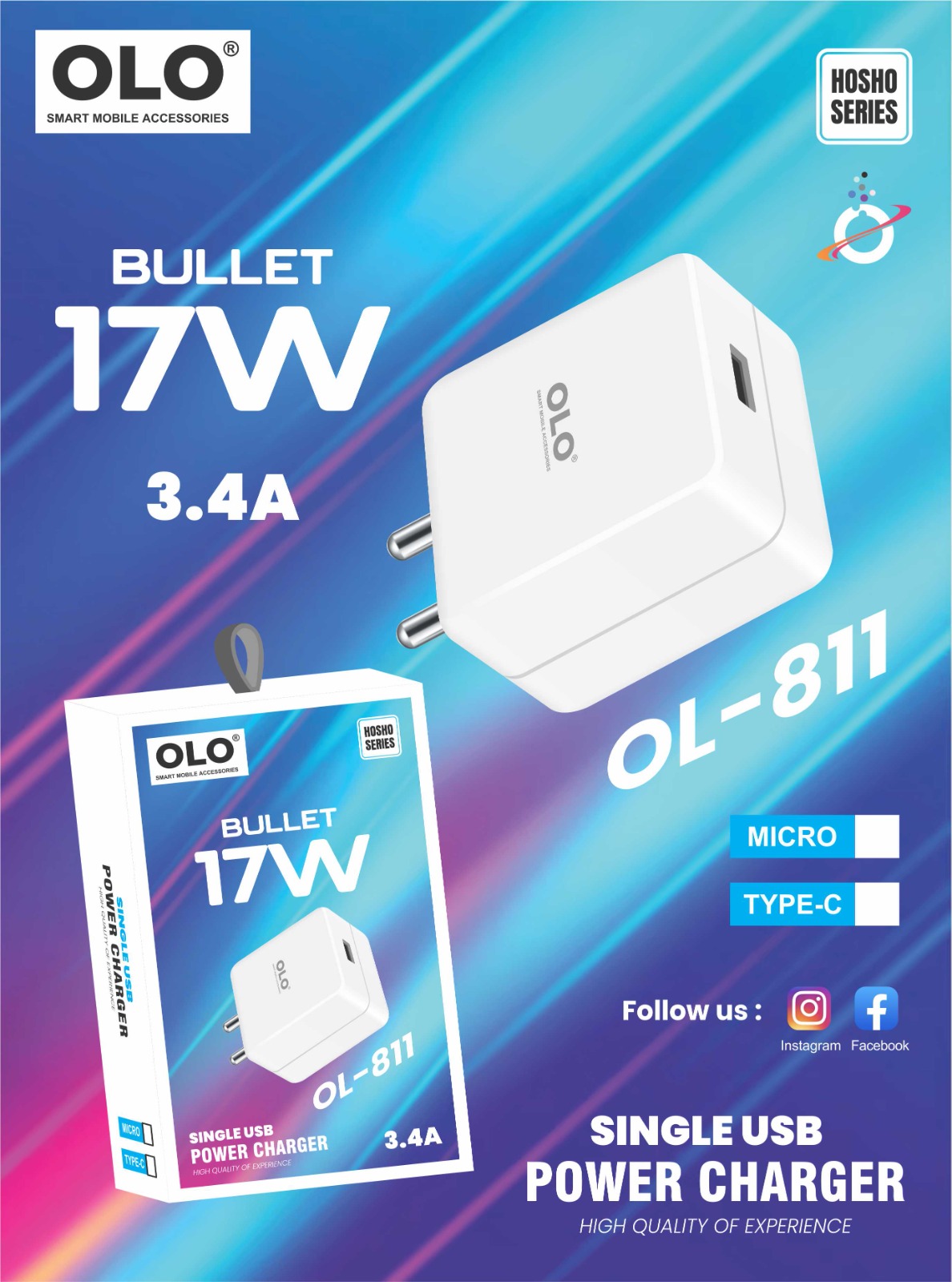 OL-811 OLO OL-811 Type-c Bullet 17w charger - Image 1